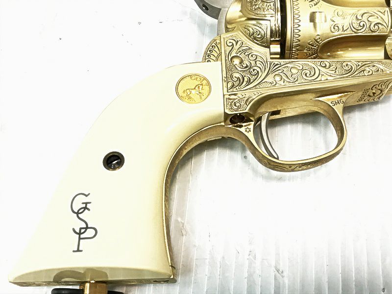 福岡)ACG パットン将軍 45 COLT GEORGE S PATTON,JR Commemorative S.A.A .45 24KGP SMG刻印  展示額付き モデルガン