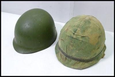 東京)米軍放出品 M1 ヘルメット ライナー/カバー付 実物
