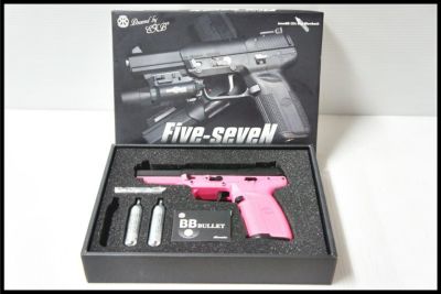 福岡)マルシン  FN5-7 ファイブセブン CO2 ガスブローバック V2 SHOCK PINK