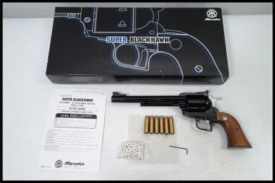 東京)マルシン スーパーブラックホーク 7.5インチ 木製グリップ仕様 WディープブラックABS 6mmガス