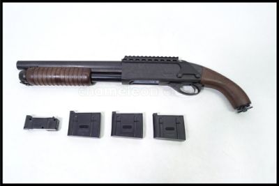 東京)マルゼン CA870 ソードオフ エアーショットガン 予備マガジン/マウントベース付属