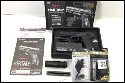 東京)東京マルイ USP 電動ハンドガン マズルアダプター/サイレンサー/充電器付