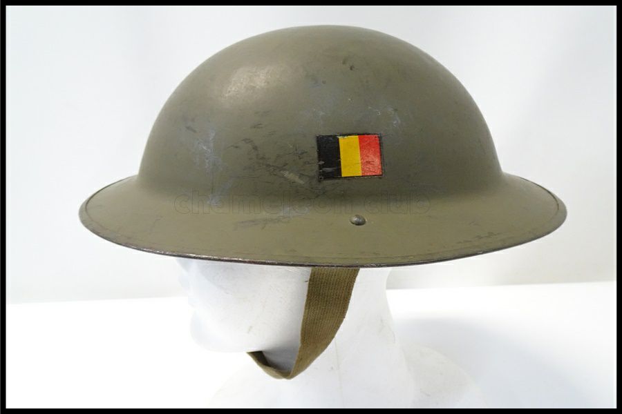 東京)ベルギー軍 スチールヘルメット 当時物 イギリス皿型