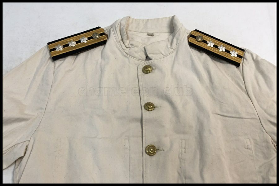 旧日本軍中田商店日本海軍 事業服上下ポケット無し 白色 Mサイズ絶版品新品未開封 東京)中田商店 旧日本軍 海軍士官用夏服 上下 レプリカ
