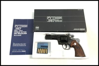 東京)MGC コルトパイソン357マグナム 4インチ SRHWモデルガン 木製グリップ