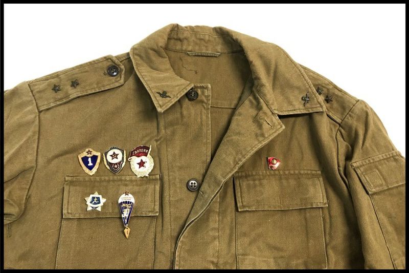 東京)ソ連軍 アフガンカ戦闘服上下セット サイズ48-2 夏期用 徽章付き